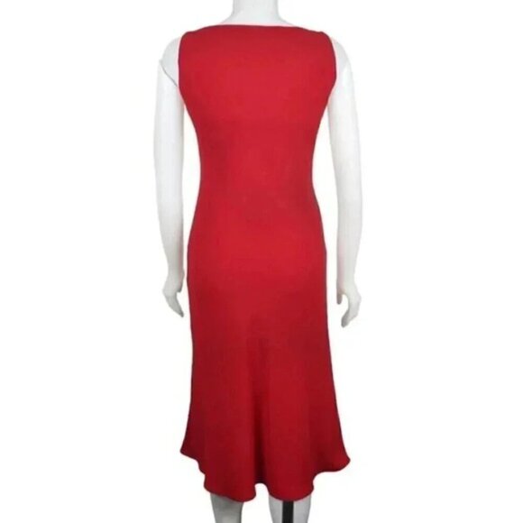 Vintage Jones New York Red  Midi Dress Cowl Neck Formal Front Slit Size 6 - Picture 5 of 9
